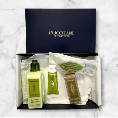 L'Occitane 4 Pc Verbena Set Eau de Toilette Body Lotion Cooling Hand Gel & Soap