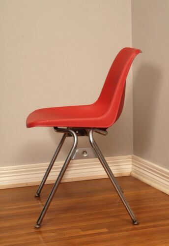Herman Miller Charles Eames Side Shell Chair (s) Red Orange X6 | eBay