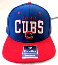 New Chicago Cubs Fanatics Trucker Style Snapback Flat Brim Hat Blue/Red NWT