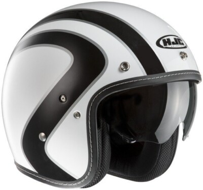 MOTORRADHELM SCOOTER HJC FG-70S BOARD MC10 WEISS/SCHWARZ GLÄNZEND FASER VINTAGE