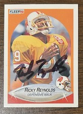 RICKY REYNOLDS AUTOGRAPHED 1990 FLEER FOOTBALL CARD # 353 TAMPA BAY BUCCANEERS