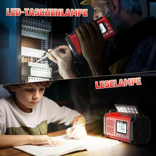 Kurbelradio Notfall mit 10000mAh Akku, DAB Radio mit Bluetooth, Notfallradio mit - Bild 6 von 7