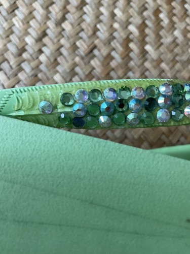 LADY LANELLS Flip Flop Embellished With Swarovski Crystals Women Sz 9 Lime Green - Picture 5 of 5
