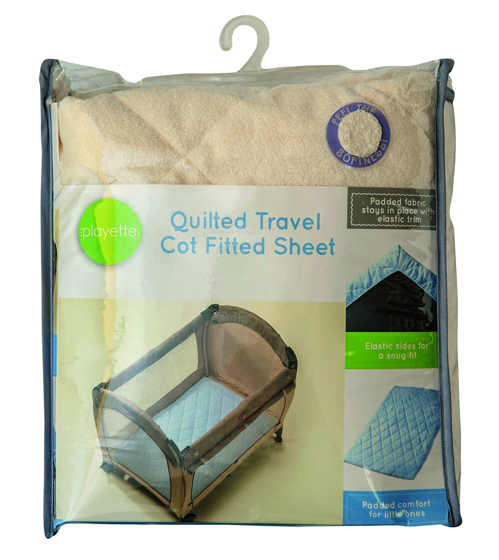 Playette Quilted 105cm Fitted Padded Sheet For Travel Cot Baby/Toddler Cream
