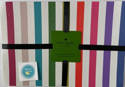 Set/6 Kate Spade Tischsets Mehrfarbig Gestreift PVC Neu Indoor Outdoor 13" x 19" - Bild 1 von 4