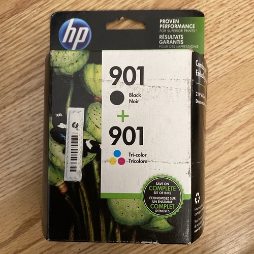 NEW HP 901 Black and Tri-color Ink Cartridges 2 PACK CN069FN EXP 08/2019
