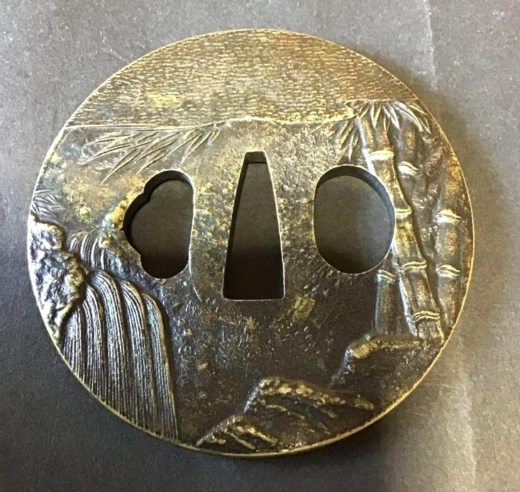 Высококачественный Японский Меч Цуба Охрана Меди EDO Период Из ЯПОНИИ С Коробкой - Изображение 4 из 4