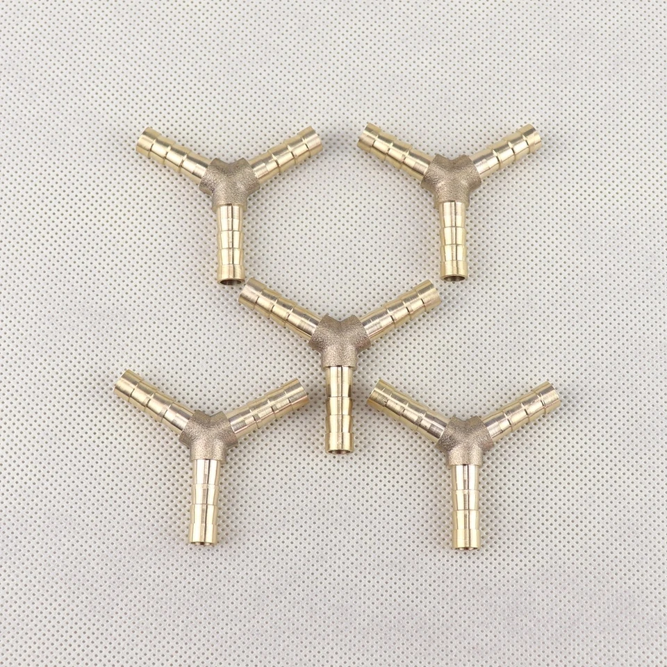 1/4" Y-3 Way Brass Hose Barb Fitting Pipe Tubing Splicer Fuel Water Gas Air 5Pcs - Image 4 of 4
