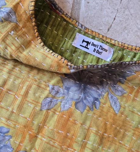 1X-2X Kantha Quilt Cropped Top Handmade OOAK Don't Throw It Out - Picture 4 of 7