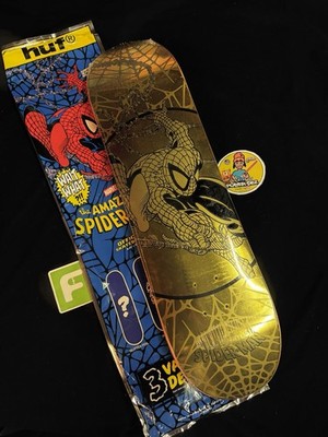 SUPER RARE Spiderman 300 Gold Holofoil HUF Skateboard Deck Pack