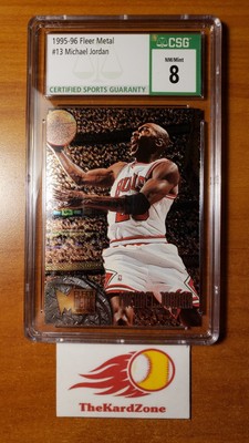 1995-96 Fleer Metal Michael Jordan #13 Bulls PSA 8, Tough Grade 