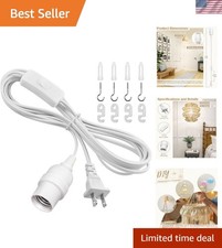 13ft Hanging Lantern Extension Cord with E26 Socket and On-Off Switch White
