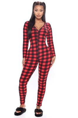 Seyurigaoka Women's Striped Christmas Pajamas One X-Large, Gingham Plaid 