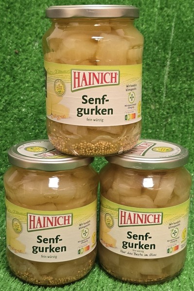 (14,72€/Kg) 3X Hainich Senfgurken ThüRinger Art 670G WüRzig Gurkenglas Versand0€-image