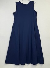 Uniqlo Ultra Stretch AIRism Sleeveless Flare Long Dress Womens L Navy Blue