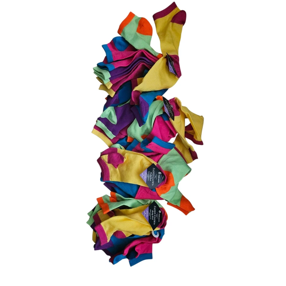 Faded Glory 4 juegos de calcetines multicolores niñas talla 4-5 Foto 2 de 4