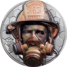 2021 Cook Islands $20 - REAL HEROES - FIREFIGHTER - 3oz 999 SILVER Coin Box&COA