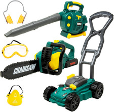 Kids Leaf Blower, Toy Chainsaw, and Lawn Mower Set  Realistic Toddler Landscapi