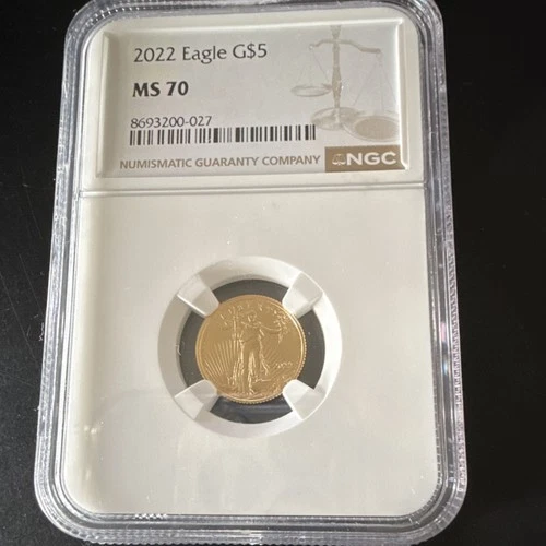U.S. Mint American Eagle Gold Coin G$5 2022 MS 70 NGC Certified