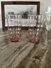 Set Of 2 Vintage pink depression, glass ripple tumblers 4-3/4” Tall