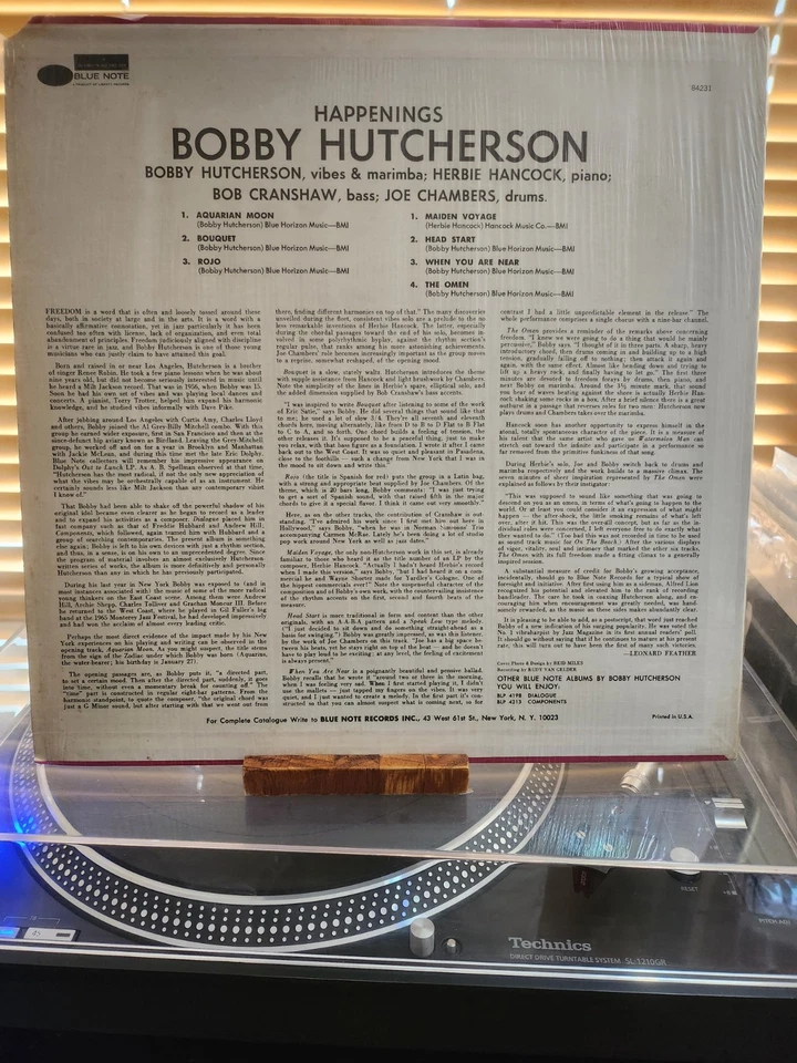 Bobby Hutcherson, Happenings, 1975 Blue Note Stereo, Van Gelder, VG+/VG+ - Image 2 of 4