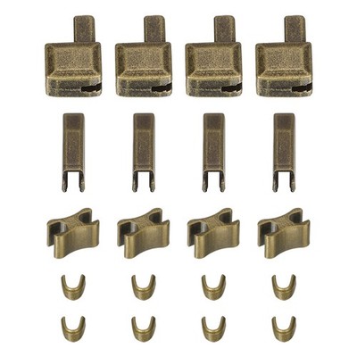 4 Set Zipper Repair Kit #8 Retainer Insertion Stops Latch Slider Bronze Tone
