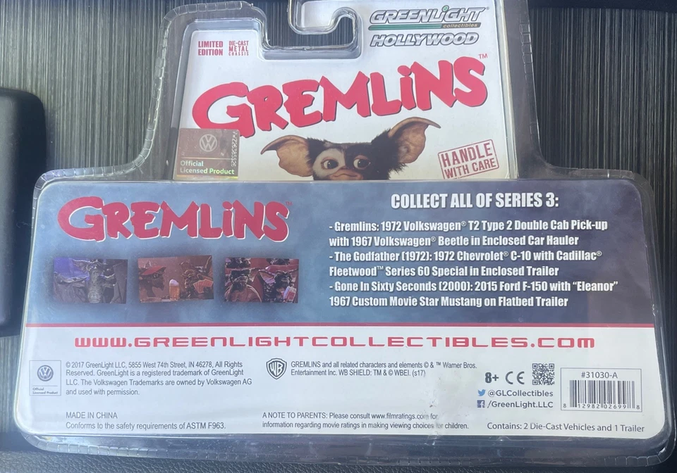 Greenlight CHASE 绿色机器 Gremlins 电影 VW Type 2 拾音器甲虫拖车 — 第 2/4 张图片