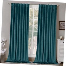 Teal Velvet Curtains 96 Inches for Living Room, Thermal Insulated Room