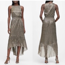 Banana Republic Metallic Pleated High-Low Dress – Size 14