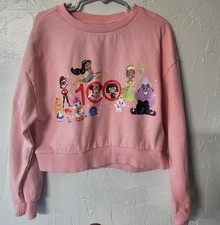 Disney 100th Anniversary Girl's Sweater Crop Top Pink Minnie Mouse Size M Sadnes