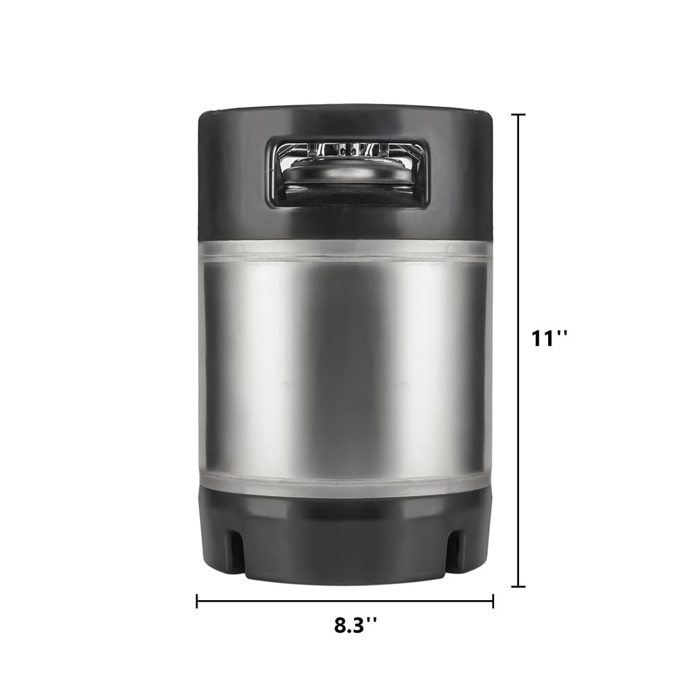 New 1.75 Gallon Ball Lock Keg, Stainless Steel Beer Keg with Dual Rubber Hand...