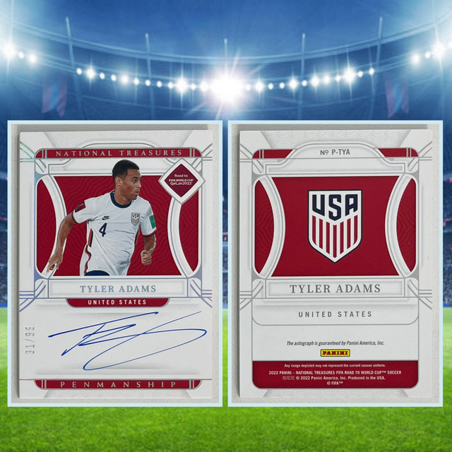 TYLER ADAMS 2022 PANINI NATIONAL TREASURES FIFA WORLD CUP PENMANSHIP AUTO /99