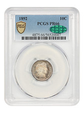 1892 10C PCGS/CAC PR66 - Barber Dime