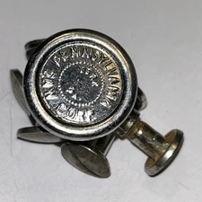 Vintage PENNSYLVANIA SAW CORP Brass Hand Saw Medallion & 4 Bolt/Nuts 15/16" Wide