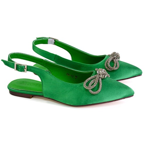 Damenschuhe flache Diamantschleife Slingback spitz zulaufend Braut Satin Größe - Bild 38 von 52