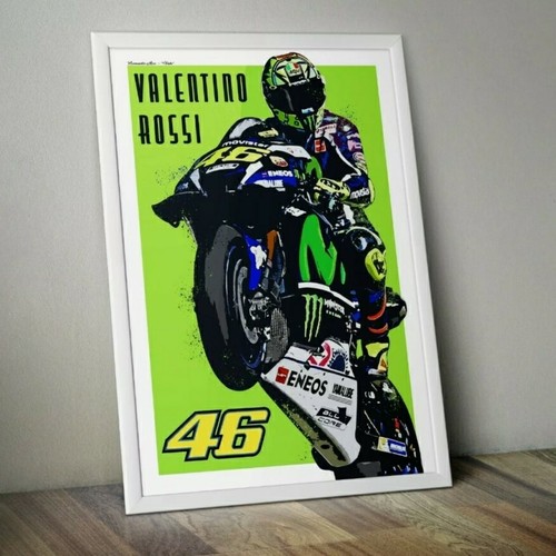 Poster Valentino Rossi - Moto GP - Décoration Murale Sport Moto - Idée Cadeau Fan De Course