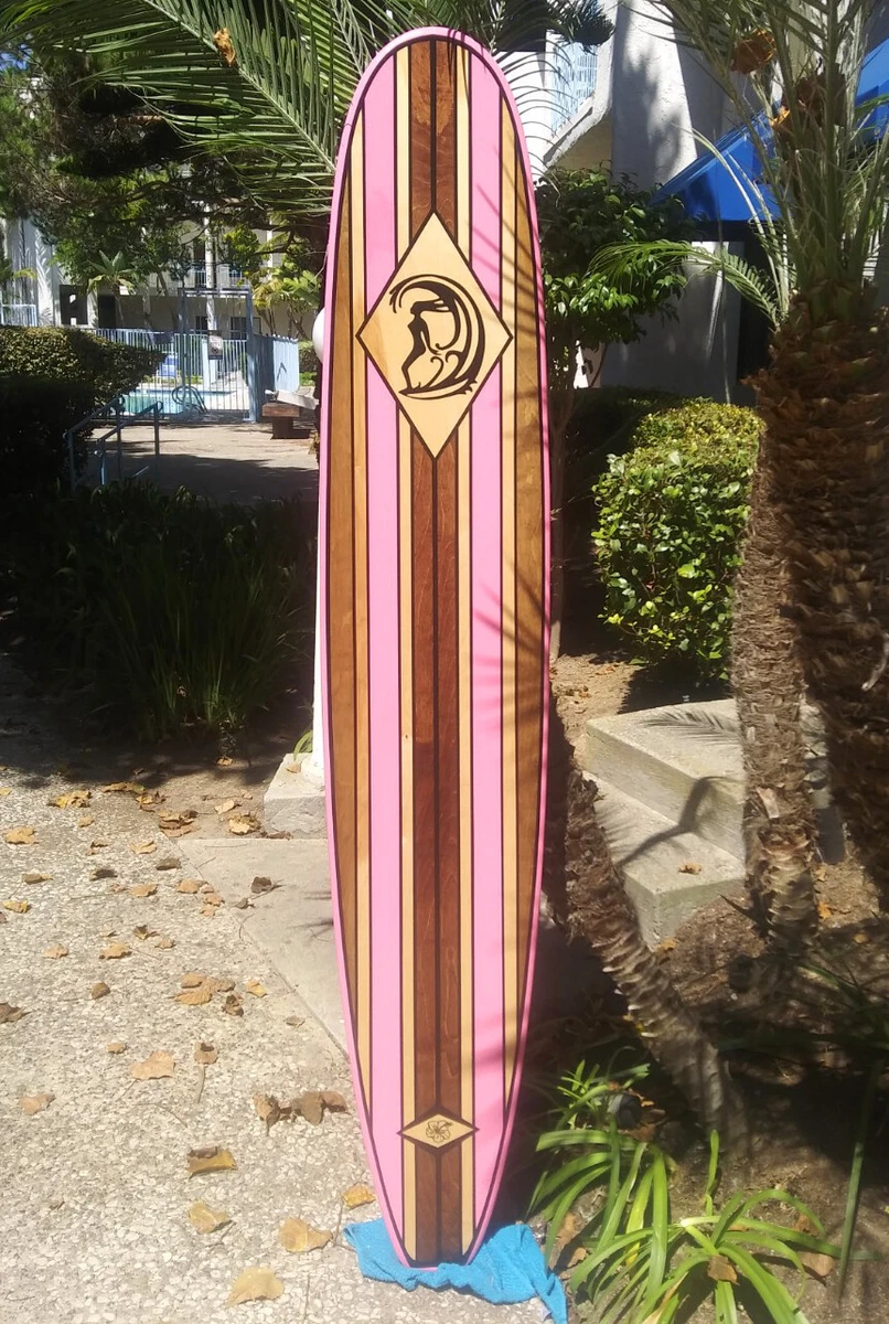 7FT Wood Surfboard PINK Surfer Girl Wall Art Decor Surfing