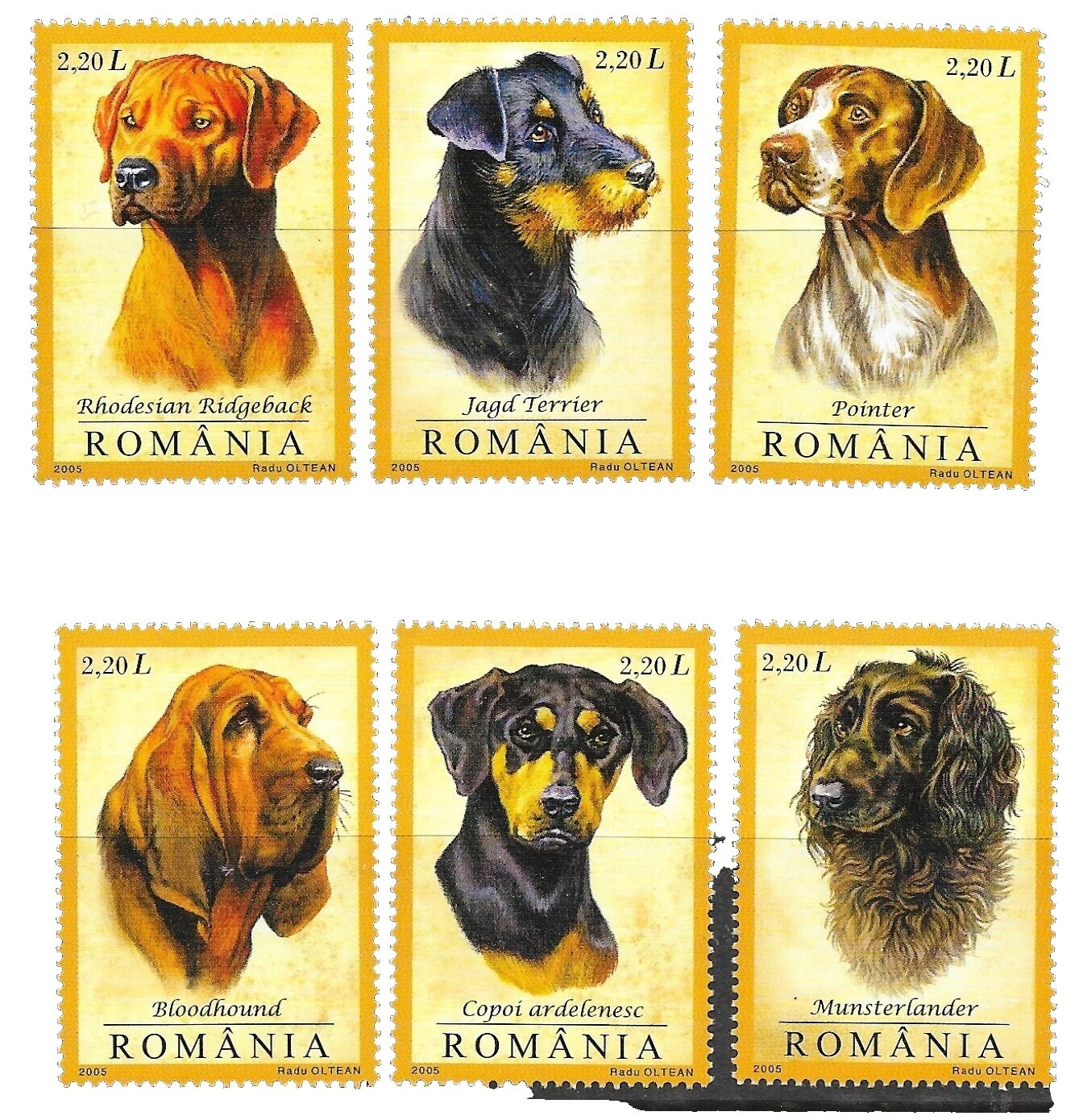 En excelente estado nunca abisagrado/estampillada sin montar o nunca montada Perros Estampillas Rumanas