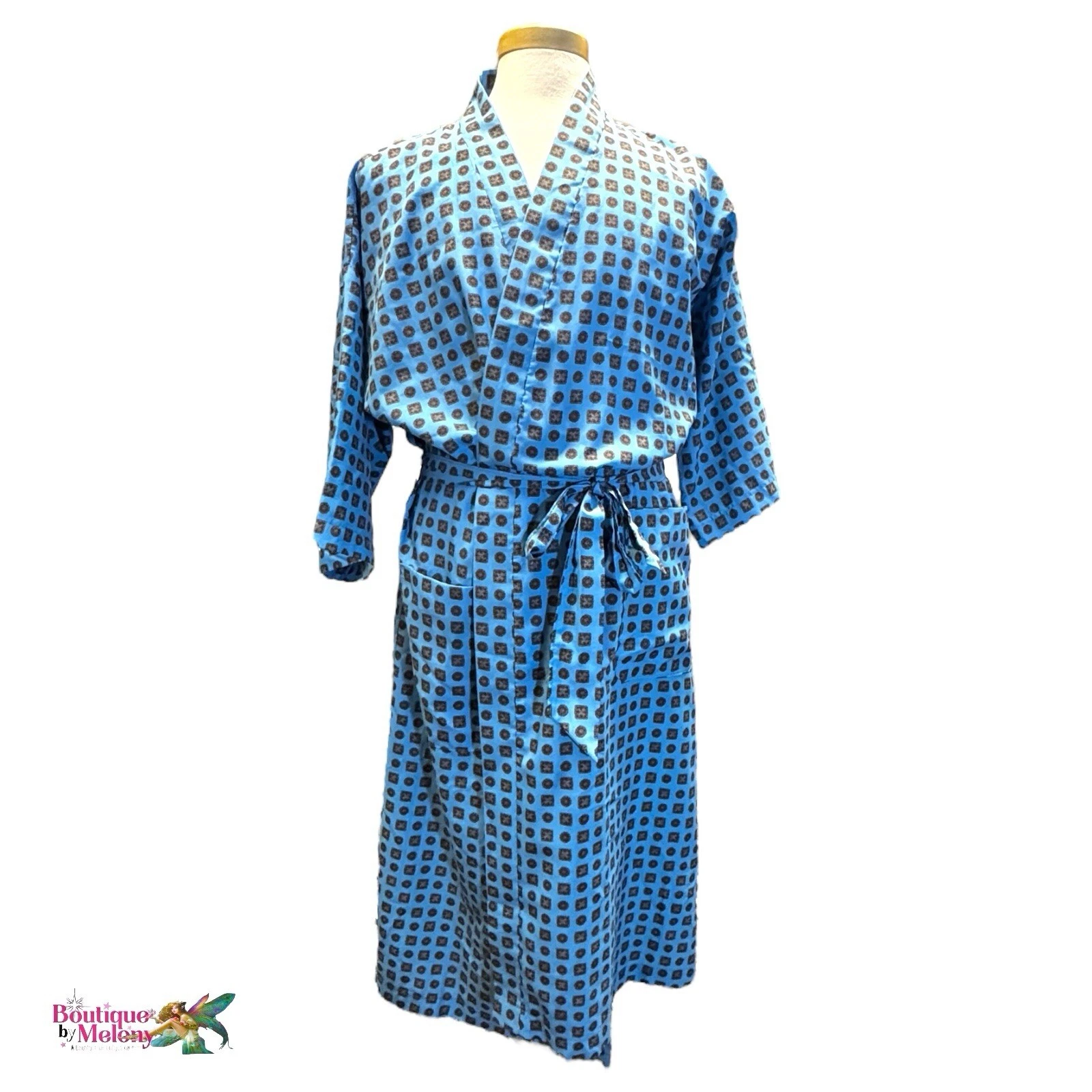 Kimono peignoir de bain vintage Christian Dior Monsieur taille unique bleu