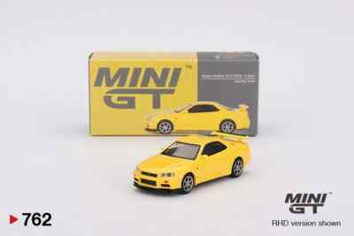 1:64 Mini GT - Nissan Skyline GT-R (R34) V-Spec Lightning Yellow - MGT762 (RHD)