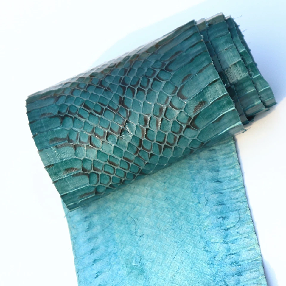 Genuine Snake Leather  Snake Skin Snak Craft Suppl Glossy Green Natural Texture - Image 2 of 3