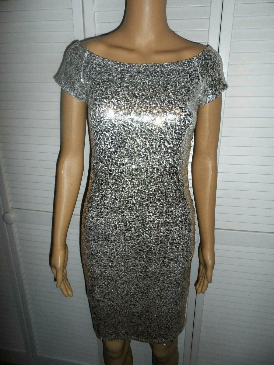 Beautiful Midnight Doll size M silver gold sequin short sleeve dress juniors NWT Beautiful Midnight Doll size M silver gold sequin short sleeve dress juniors NWT