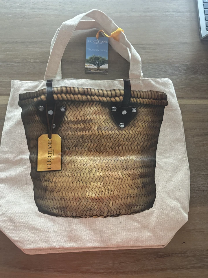 L'Occitane & Thursday Friday new Tote Bag trompe l'oeil Basket Anthropology Tote - Image 3 of 4