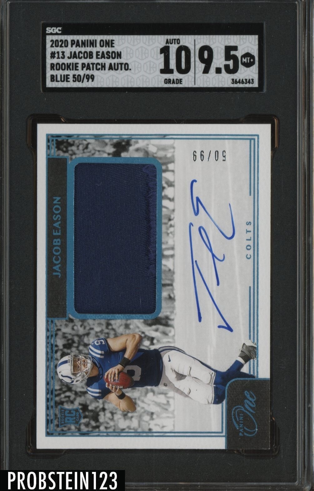 Jacob Eason Panini One #13 Patch Autograph-Blue