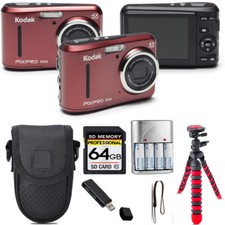 Kodak PIXPRO FZ43 Digital Camera Red Tripod Case - 64GB Kit