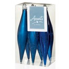 Christmas Tree Decorations Midnight Blue Icicle Drop Baubles Shatterproof X 6