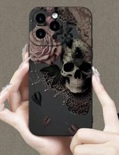 New Skull And Rose Design Black Phone Case For IPhones/Samsung