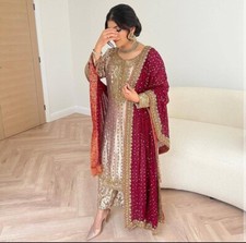 Launching New Devsena Silk Beige Top And Palazzo With Maroon Dupatta For Party