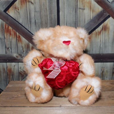 Dan Dee Collector's Choice Teddy Bear Heart Shaped Nose Holding Heart 8.5''