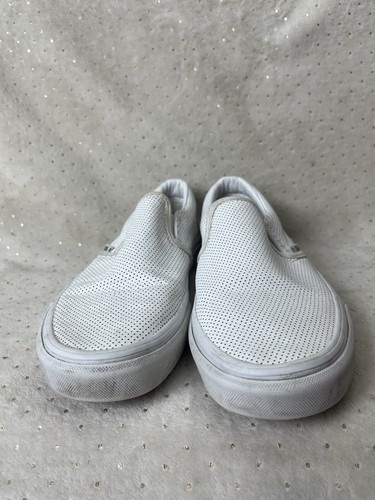 Vans Slip-On White Perf Leather Classic Sneaker Shoes 507452 Size 6.5M/8W - Picture 2 of 10
